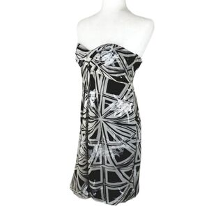 Nicole Miller - Black and Silver Silk Metallic Abstract Dress
